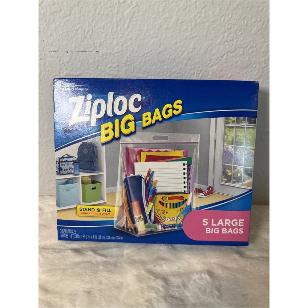 Ziploc Big Bags Double Zipper Large Storage Bags - 5 Pieces